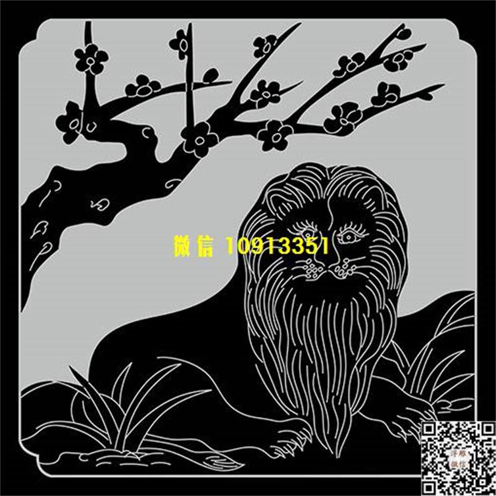 精雕图256狮子栏板精雕图线雕图线条图单线铣底图_电脑雕刻plt文泰矢量图精雕图浮雕图